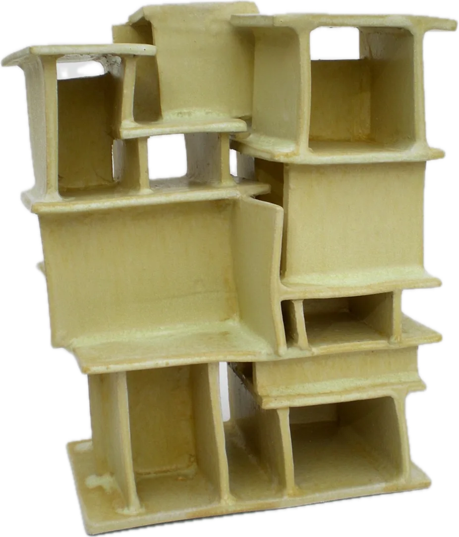 Casa, pieza de gres con papel