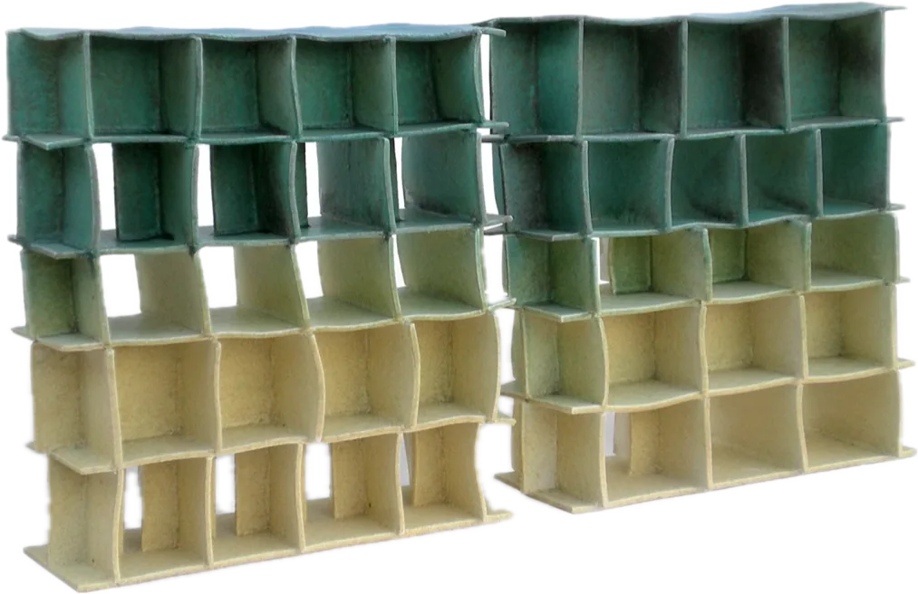 Bloque, porcelana con papel en verde