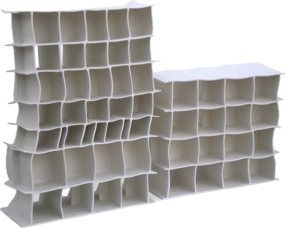 Viviendas, porcelana con papel